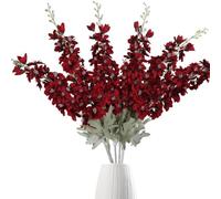 OUKEYI 6 fiori finti delphinium in seta, 85,1 cm, fiori artificiali a stelo lungo, per vasi alti, decorazione per la casa, matrimoni e feste (rosso brillante)