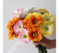 OUKEYI 8 fiori di gerbera artificiali, margherite finte, bouquet di fiori finti in seta realistica al tatto, con stelo, per casa, libreria, tavolo, bagno, decorazioni da 43 cm