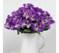 OUKEYI 8 mazzi di fiori artificiali per esterni, viole del pensiero, piccoli fiori selvatici finti viola del pensiero di plastica, per casa, giardino, aiuole, piante da esterno (viola)