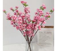 OUKEYI 8 rami di pesco artificiali, fiori di pesca finti, fiori di pesca in seta, piante finte per fai da te, giardino, casa, matrimoni, feste, decorazioni (rosa)