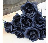 OUKEYI 8 rose artificiali, non sbiadiscono, fiori di seta a stelo singolo, realistici, per fai da te, casa, ufficio, feste, bouquet da sposa, decorazione di Halloween, colore: nero