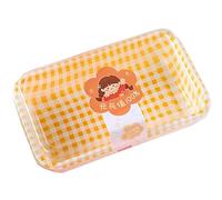 OUKEYI Confezione da 25 scatole in plastica per dessert, torte, salumi a quadri, con coperchio trasparente, per picnic, fette di torta, dessert (giallo)