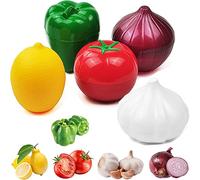 OUKEYI Contenitori riutilizzabili per frutta e verdura, 5 pezzi, contenitori per frigorifero, contenitori per conservare peperoni verdi, cipolla, pomodoro, limone e aglio, frigorifero e verdure