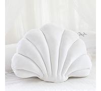 OUKEYI Cuscini a forma di conchiglia, graziosi cuscini a forma di conchiglia, per divano, letto, sedia, casa, soggiorno, camera da letto, ufficio, cuscino da pavimento (33 x 25,4 cm) (bianco)
