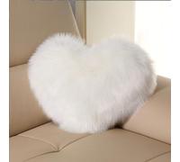 OUKEYI Cuscino decorativo in finta pelliccia di coniglietto a forma di cuore, con federa e inserto, pelliccia sintetica shaggy, San Valentino, festa della mamma (bianco, a forma di cuore, 40 x 40 cm)