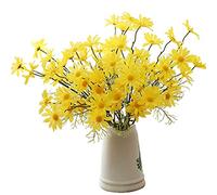 OUKEYI Fiori artificiali 12 fasci di seta artificiale margherita fiori finti resistenti ai raggi UV, composizioni per la casa, il giardino per la decorazione (giallo)