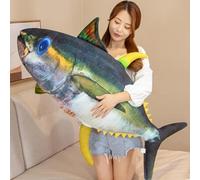 OUKEYI Morbido cuscino a forma di pesce, cuscino imbottito in peluche a forma di tonno, giocattolo per la decorazione della casa, regalo per bambini, peluche (60 cm)
