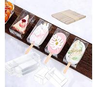 OUKEYI Scatole trasparenti per ghiaccioli, scatole per dolci, scatole trasparenti per gelato, 9,4 x 5,6 x 3,8 cm, contenitori trasparenti per caramelle, pasticceria, matrimoni, feste di compleanno (25