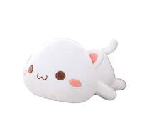OUKEYI Simpatico cuscino di peluche a forma di gattino, morbido giocattolo per bambini (bianco)
