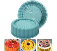 OUKEYI Stampo per torta Charlotte in silicone da 20 cm, stampo rotondo antiaderente riutilizzabile, stampo scanalato per cuocere fragole, tortine, cheesecake, brownie, crostate di cottura (verde)