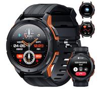 OUKITEL BT10 Smartwatch Uomo con Chiamate Bluetooth, 1,43 Pollici AMOLED Display, Batteria 410mAh, Orologio Impermeabile 5 ATM con Cardiofrequenzimetro Monitor Sonno per Android iOS, Arancione