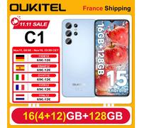 OUKITEL C1 Android 15 Smartphone 16GB (4+12) 128GB Telefono cellulare da 6,52 pollici HD + Display 5150mAh 13MP + 5MP 4G GPS Sblocco impronte digitali