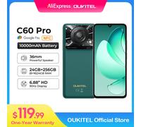 Oukitel C60 PRO smartphone Batteria da 10000 mAh 24 GB + 256 GB 6,88 "HD 90 Hz Android 15 13,4 nm 36 mm Potente altoparlante per cellulare