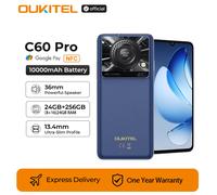 Oukitel C60 PRO smartphone Batteria da 10000 mAh 24 GB + 256 GB 6,88 "HD 90 Hz Android 15 13,4 nm 36 mm Potente altoparlante per cellulare