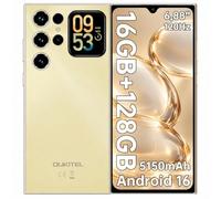 OUKITEL C62 Android 16 Smartphone Offerta - 6,88 Pollici 5150mAh,Oro | Android 16,Doppio Display 6,88 Pollici 120Hz+1,81 pollici,Batteria 5150mAh,fotocamera 13MP+5MP,4GB+128GB/1TB, 2 Anni Garanzia