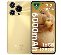 OUKITEL C69 Smartphone Android 15-7.2" HD+ 120Hz Schermo Grande, 64MP+8MP Camera 6000mAh Telefono Cellulare,16GB RAM+128GB ROM TF/1TB Cellulare 4G,Dual SIM Telefono/Face ID/Impronta digitale/OTG,Oro