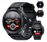 OUKITEL Orologio intelligente da uomo, smartwatch uomo 1.43 AMOLED con chiamate Bluetooth, 5 ATM impermeabile, 100+ modalità sport, cardiofrequenzimetro, pressione sanguigna, monito del sonno, Android