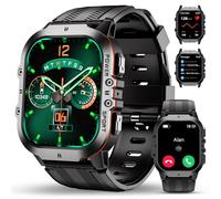 OUKITEL Orologio Smartwatch Uomo Militare Rugged 1.96'', Chiamate Bluetooth, 120+ Modalità Sportive, 5ATM Impermeabile, -40℃~70℃ Resistente, Cardiofrequenzimetro, Sonno, Bussola, Torcia, Android iOS