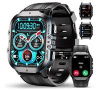 OUKITEL Orologio Smartwatch Uomo Militare Rugged 1.96'', Chiamate Bluetooth, 120+ Modalità Sportive, 5ATM Impermeabile, -40℃~70℃ Resistente, Cardiofrequenzimetro, Sonno, Bussola, Torcia, Android iOS