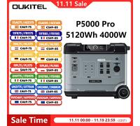 OUKITEL P5000 Pro Centrale Elettrica 5120Wh 4000W Generatore Solare Uscita Onda Sinusoidale Pura Ricarica con Ruote Doppio 100W USB-C LiFePO4