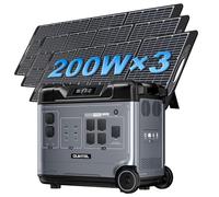 OUKITEL P5000E PRO Centrale Elettrica Portatile,con 3xPannello Solare 200W,5120Wh LiFePO4,4000W Generatore Solare Con 5x 230V AC Uscita,con UPS e APP,3200W Ricarica Rapida in 1 Ora,per Campeggio