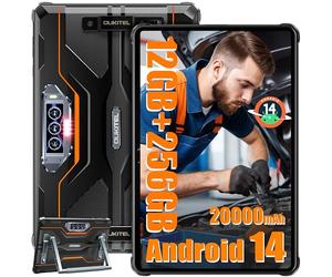 OUKITEL RT8 Android 14 Rugged Tablet, 11 Pollici FHD+ 20000mAh Batteria Processore Helio G99 12GB+256GB (TF 1TB) Tablet Robust, 48MP+32MP Camera Tablets, IP68/IP69K Impermeabile OTG/GPS/NFC(Arancia)