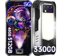 OUKITEL WP100 TITAN Rugged Smartphone 5G Luce Campeggio 1200 Lumen - 33000mAh 100 Lumen Proiettore Telefono Indistruttibile - 48GBRAM+512GBROM 6,8"FHD+ 200MP+32MP+20MP Android 14 NFC/GPS/IP68/IP69K