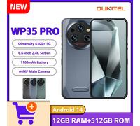 Oukitel WP35 PRO Smartphone robusto Android 14,Dimensity 6300+ 5G,11000mAh,12GB+512GB, schermo 6.6"2.4K, fotocamera 64MP, NFC, telefono cellulare