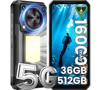 OUKITEL WP56 Rugged Smartphone Andriod 15 5G, 36GB+512GB/2TB Telefono Indistruttibile 16000mAh, 108MP+32MP, Luce 1000LM +128dB, 120Hz 6.8" FHD+, IP68/69K, Fingerprint/Face ID/Dual SIM/OTG/NFC/GPS-Nero