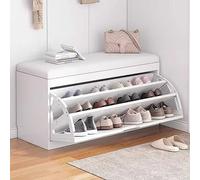 OUKMXSY Panche portascarpe con Seduta, Piccoli Pouf per spazi, Cuscino per Panca d'ingresso, Secchio Ribaltabile, Sgabello per Il Cambio, Bianco