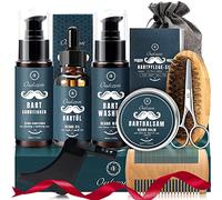 Oukzon Kit Barba Uomo, 10 in 1 Idee Regalo Uomo Natale Set Cura Barba | Kit Barba Completo con Olio Barba, Shampoo, Balsamo, Regali Natale Festa del Papà San Valentino per Lui Marito Fratello