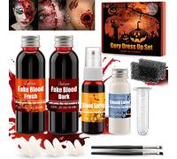 Oukzon Sangue artificiale per Halloween, trucco per adulti, bambini, 58 ml + 28 ml
