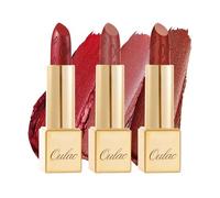 OULAC Set di rossetti rossi lucidi metallici, lucidalabbra 3D a lunga durata, rossetto ad alta pigmentazione e copertura totale, formula cremosa e idratante, Vegan 3 pezzi