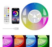 OULARA Striscia LED USB RGB COB 5 V 3 m, striscia di luce cambia colore con 600 LED/M, nastro LED flessibile con controller Smart APP Bluetooth per TV, camera da letto, feste fai da te