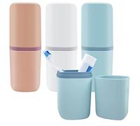 Oulesvte 3 Pezzi Porta Spazzolino e Dentifricio da Viaggio, Custodia in Plastica, Portatile, per Campeggio, Casa (3 Colori)