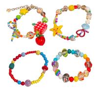 OuLi Store 4 braccialetti con charm per donna, con perline fortunate, per buon umore, regalo per donne, ragazze e amiche