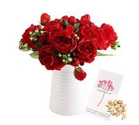OuLi Store® 4 mazzi di fiori artificiali in seta peonia artificiale finto fiore glorioso per la decorazione della casa, 5 forchette, 9 teste (4 mazzi rossi)