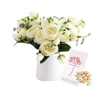 OuLi Store® 4 mazzi di fiori artificiali in seta peonia artificiale finto fiore glorioso per la decorazione della casa, 5 forchette, 9 teste (4 mazzi bianchi)
