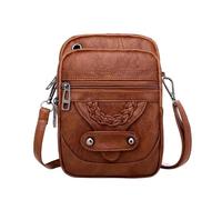 OuLi Store Borse a tracolla per donna/uomo, piccola borsa per telefono portatile Crossbody mini custodia in pelle PU portafogli borsa a tracolla (marrone)
