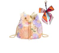 OuLi Store Paillettes Ricamo floreale Catena Borsa da sera a Scontro da Donna, Borsa serale Glitters, Borsa da Mano per Donne,San Valentino/giorno della madre/regali (Stile 5-Beige)