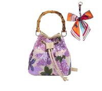 OuLi Store Paillettes Ricamo floreale Catena Borsa da sera a Scontro da Donna, Borsa serale Glitters, Borsa da Mano per Donne,San Valentino/giorno della madre/regali (Stile 3-Violetta)