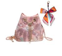 OuLi Store Paillettes Ricamo floreale Catena Borsa da sera a Scontro da Donna, Borsa serale Glitters, Borsa da Mano per Donne,San Valentino/giorno della madre/regali (Stile 4-Rosa)