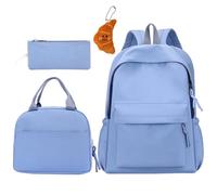 OuLi Store Zaino di Moda per Ragazza/Ragazzo, Zaino Casual per Laptop - Set a 3 Pezzi Zaino per Donne/Uomini, Con Decorazione Croissante (Blu)