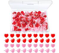 Ouligay 100 puntine a forma di cuore per bacheca in sughero, puntine da disegno a testa piatta, per bacheca, segni, mappa, posizione, casa, scuola, ufficio