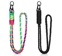 Ouligay 2Pcs Cordino Paracord Heavy Duty intrecciato 550 Portachiavi Cordino Paracord collo Corda Paracadute Collana Portachiavi Fischietti Cinturino per ID Card Badge Chiavi
