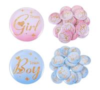 Ouligay 30 pezzi sesso rivelabile pulsante Team Boy e Team Girl Pin distintivo 4,5 cm Gender Reveal Party Decoration Rotondo Gender Reveal Pin Pinback Pins per baby shower Party Decoration (blu rosa