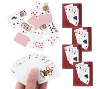 Ouligay 4 mazzi Mini carte da gioco, mini carte da gioco, carte da gioco a doppia testa, carte da poker in miniatura, gioco di carte da viaggio per Texas Holdem Poker, Blackjack, Bridge