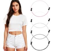 Ouligay 4 pezzi Tuck Band per camicie Sweater, Crop Band regolabile per magliette, Tuckband da donna invisibile, cambia lo stile dei tuoi top (nero, bianco, grigio, rosa)