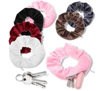 Ouligay 6 pezzi morbidi scrunchies con chiusura lampo, elastici per capelli con nascondiglio da spiaggia, gadget per capelli, da viaggio, per ragazze e donne