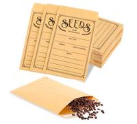 Ouligay 60 buste richiudibili per semi, autosigillanti, piccole, in carta marrone, stampate con tipo, modello con nome, per semi, monete, francobolli